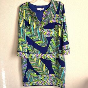 Trina Turk Stylish, Colorful Tropical/Geometric Dress, Vibrant, Chic, Sz. 8
